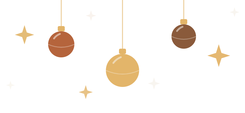 Weihnachtskugeln und Sterne